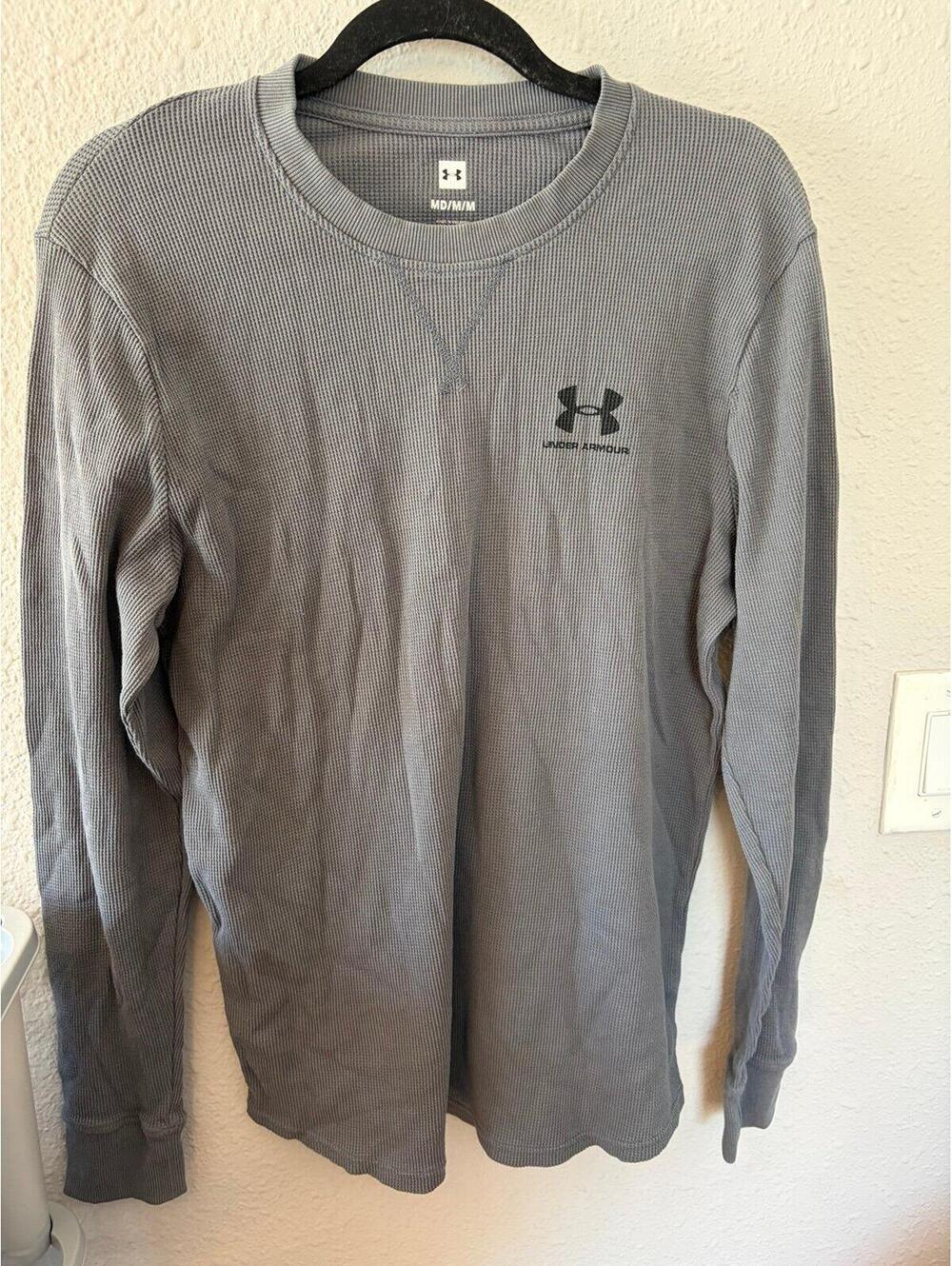 Men's Under Armour grey waffle long sleeve size M - Picture 1 of 3